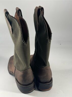 Circle G Olive Green Mesh and Brown Leather Cowboy Work Boots